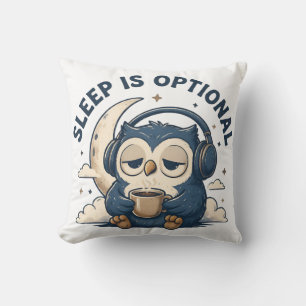Coussin Chouette Mignonne Amateur de Café pour Qui le Somm