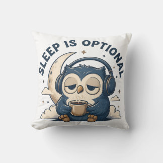 Coussin Chouette Mignonne Amateur de Café pour Qui le Somm