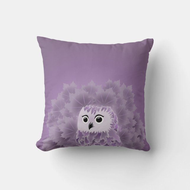 Coussin Chouette mignonne pourpre (Recto)