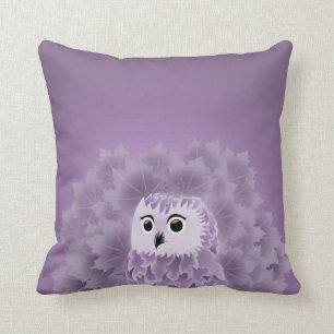 Coussin Chouette mignonne pourpre