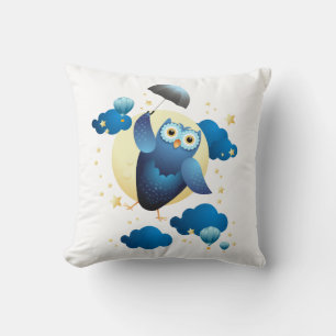 Coussin Chouette mignonne volant avec parapluie
