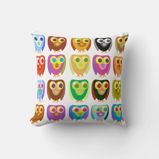 Coussin Chouette motif de personnage de dessin animé multi (Recto)