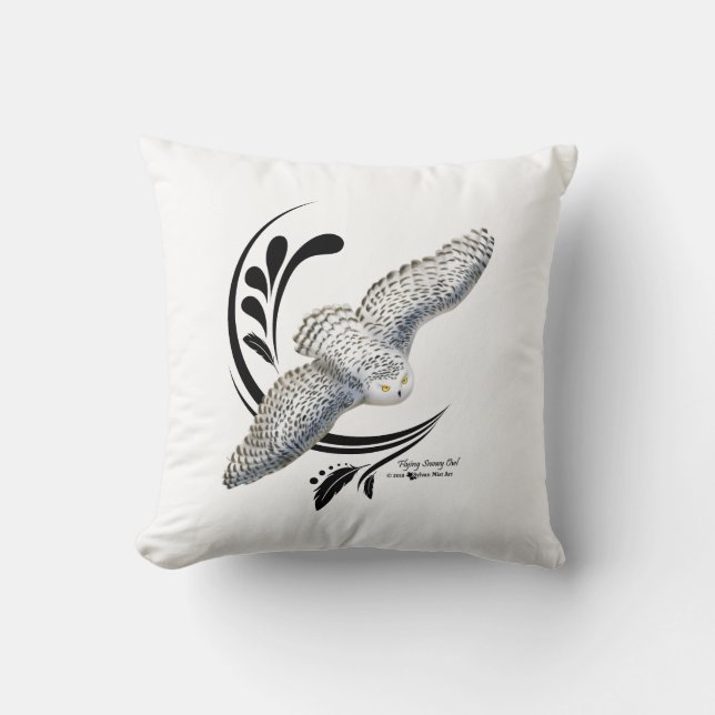 Coussin Chouette neige volante (Recto)