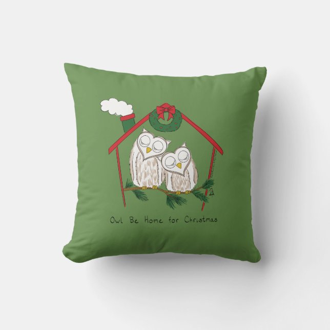 Coussin Chouette Noël Mignonne Vacances amusantes (Recto)