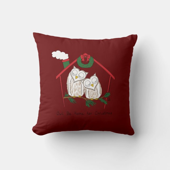 Coussin Chouette Noël Mignonne Vacances amusantes (Recto)