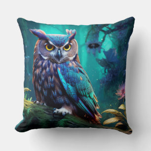 Coussin Chouette Oiseau Faune Sauvage Art coloré