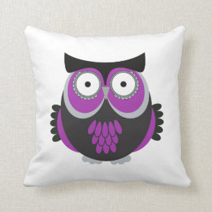 Coussin Chouette pourpre rétro