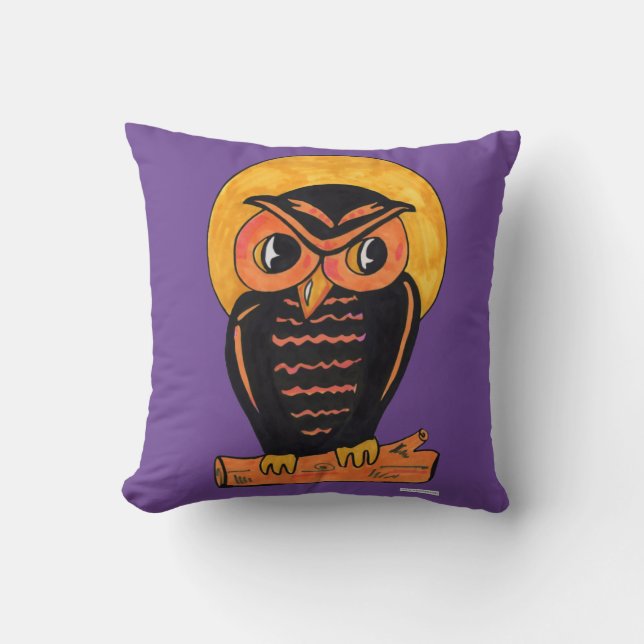 Coussin Chouette Vintage amusante Halloween personnage de  (Recto)