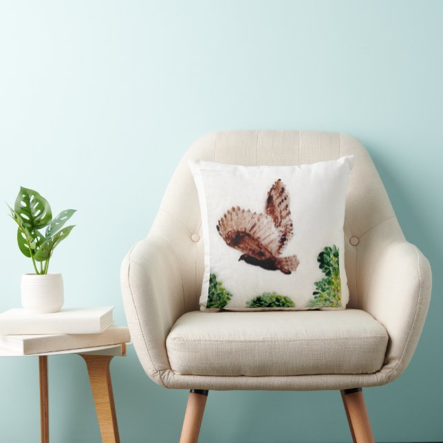 Coussin Chouette volante d'art ornithologique (Chaise)