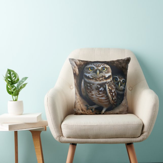 Coussin Chouettes brulantes dans un trou sec (Chaise)