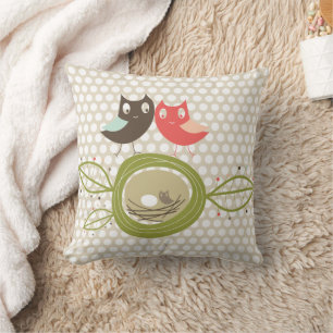 Coussin Chouettes de nidification de dessins animés Pois d