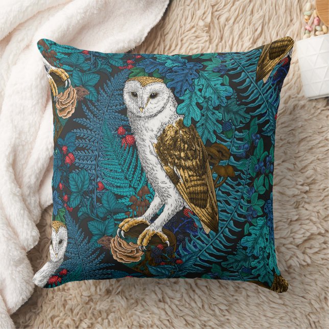 Coussin Chouettes, fougères, chênes et baies 3 (Couverture)