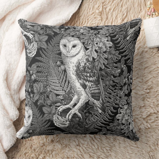 Coussin Chouettes, fougères, chênes et baies 4 (Couverture)