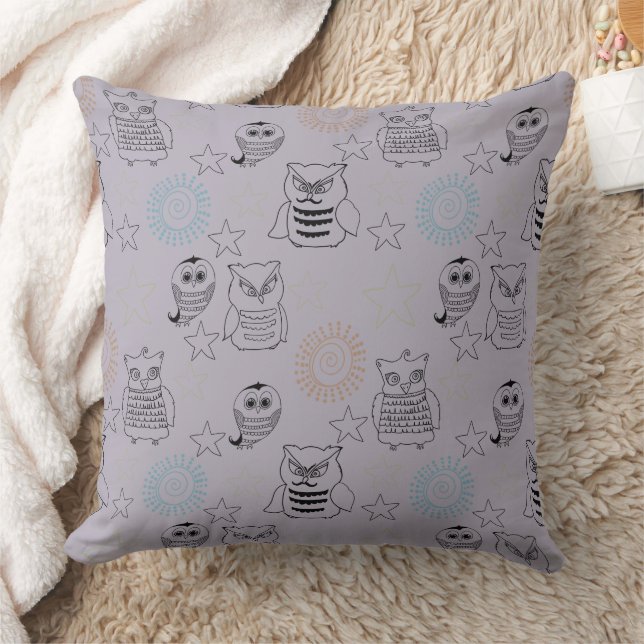 Coussin Chouettes nocturnes violettes de lavande (Couverture)