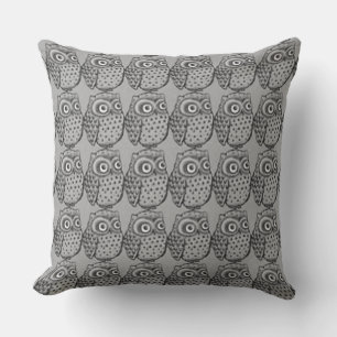 Coussin Chouettes noires et blanches Carré ou Lumbar