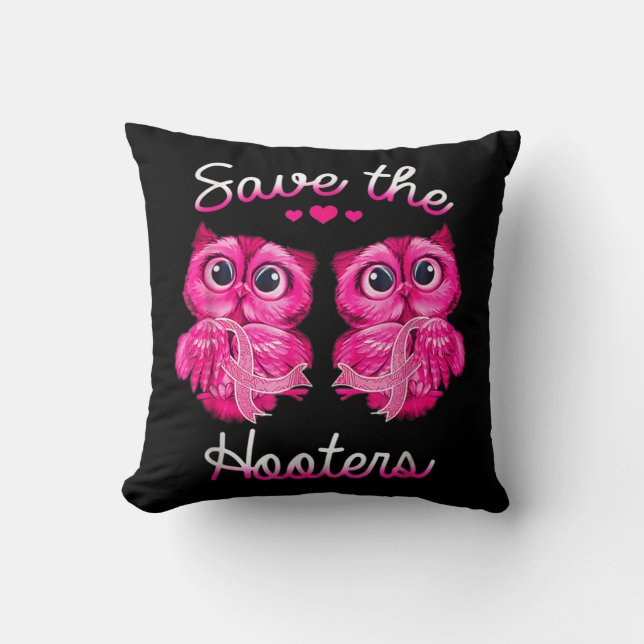 Coussin Chouettes Sauver Un Hooters Pink Ribbon Cancer du  (Recto)