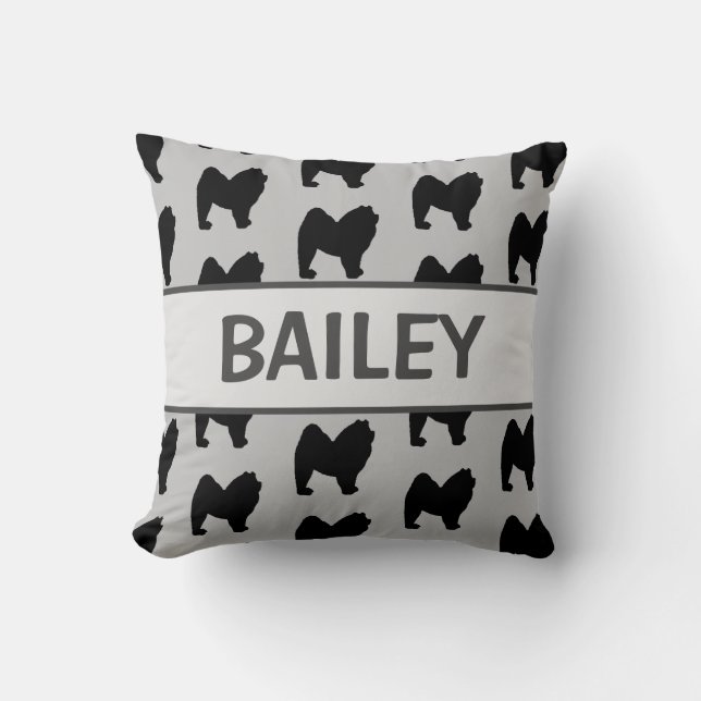Coussin Chow Chow Chien personnalisé Silhouette (Recto)