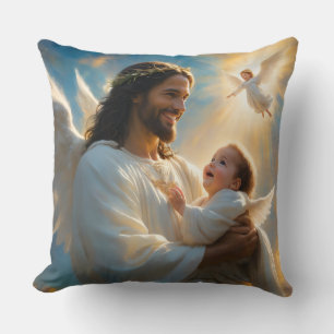 Coussin chrétien Jésus et enfant