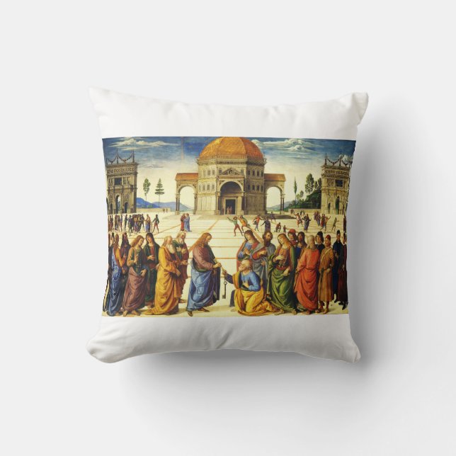 Coussin Christ Donner les clés à saint Pierre (Recto)