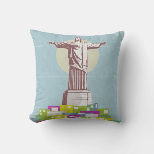 Coussin Christ le Rédempteur affiche de voyage Favela