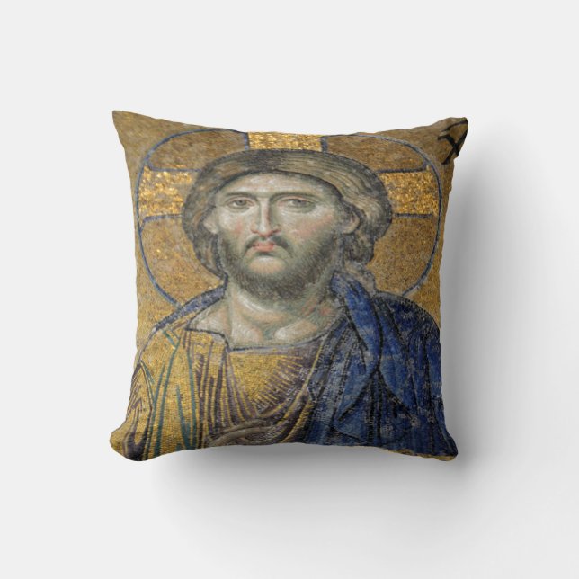 Coussin Christ Pantocrator Mosiac Iconique Religieux Romai (Recto)