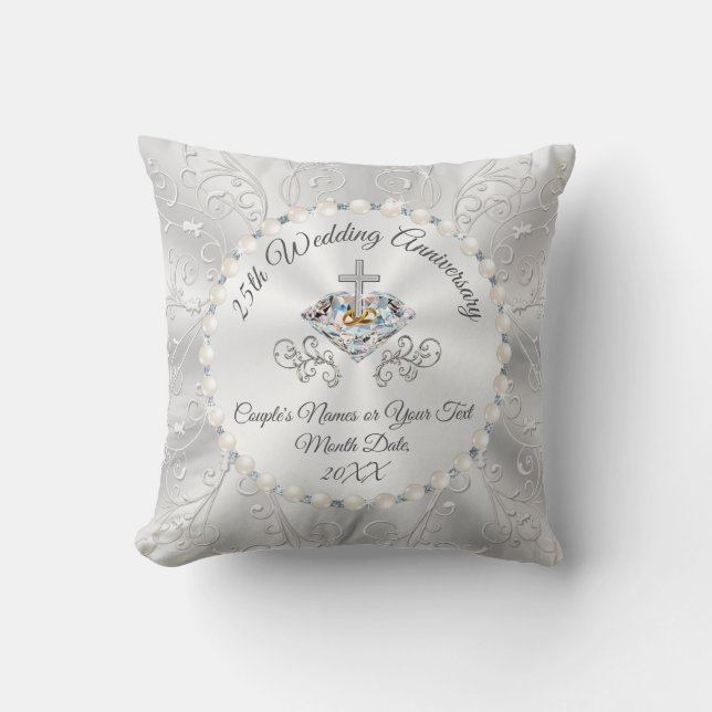 Coussin Christian 25e anniversaire de mariage idées cadeau (Recto)
