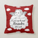 Coussin Christian Cloud Angel Joyeux 90e Anniversaire Roug<br><div class="desc">Joyeux anniversaire à un vrai ange. Tout le texte est facilement édité en utilisant le modèle fourni. Partagez vos pensées sincères avec quelqu'un de très spécial. Une partie de la gamme "Angel" de fournitures et cadeaux de fête.</div>