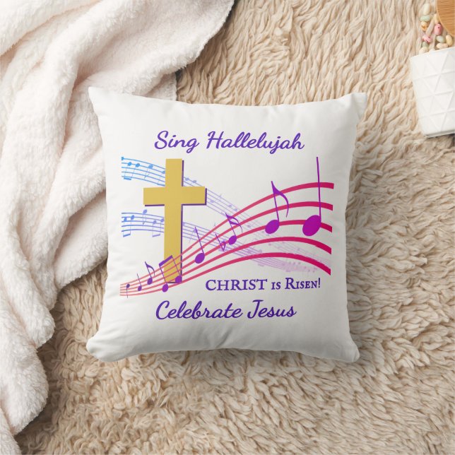 Coussin Christian HALLELUJAH CHRIST IS RISEN Easter (Couverture)