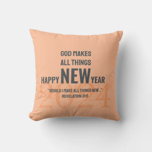 Coussin Christian HAPPY NEW YEAR 2024 Peach