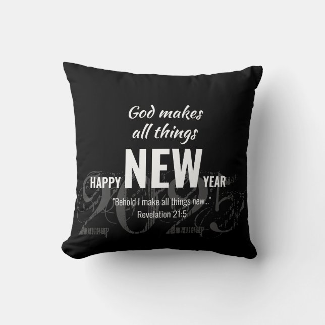 Coussin Christian HAPPY NEW YEAR 2025 Dieu Nouvelle Chose (Recto)