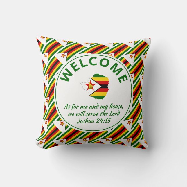 Coussin Christian ZIMBABWE Bienvenue (Recto)