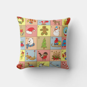 Coussin Christmas Advent : Collection d'éléments Doodle