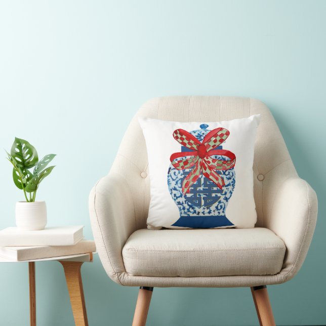 Coussin Christmas Blue Ginger Jar     (Chaise)