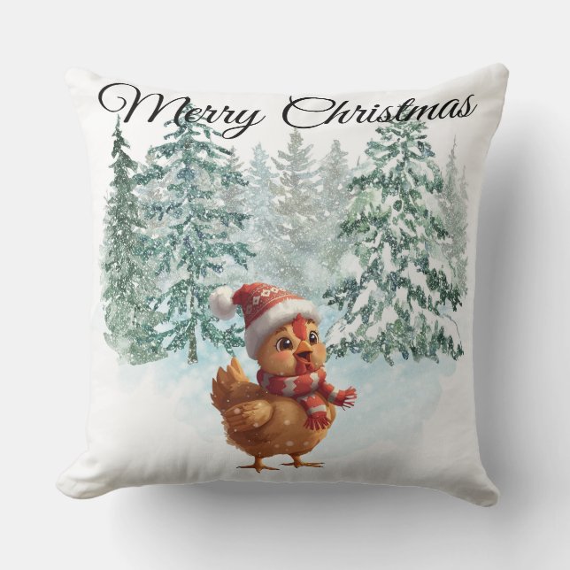 Coussin Christmas Chicken Throw Pillow (Recto)