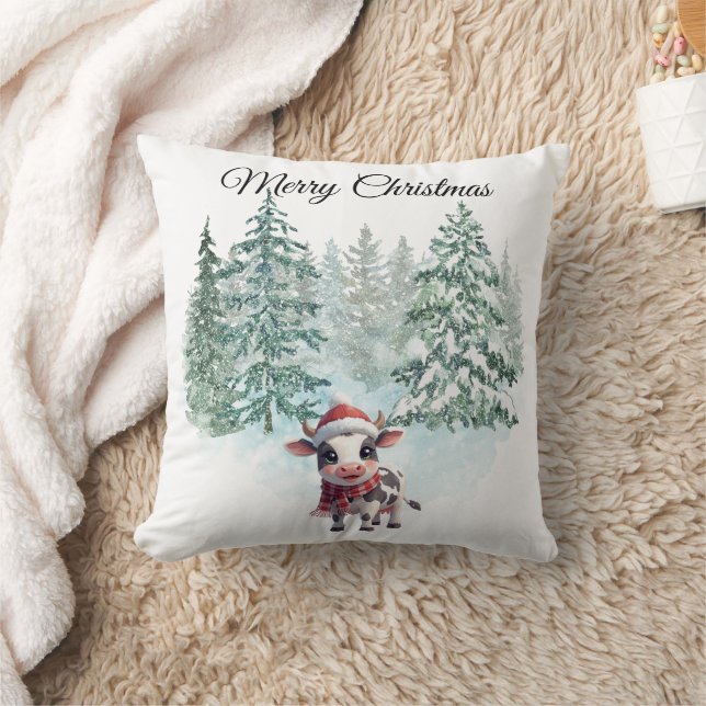 Coussin Christmas Cow Throw Pillow (Couverture)