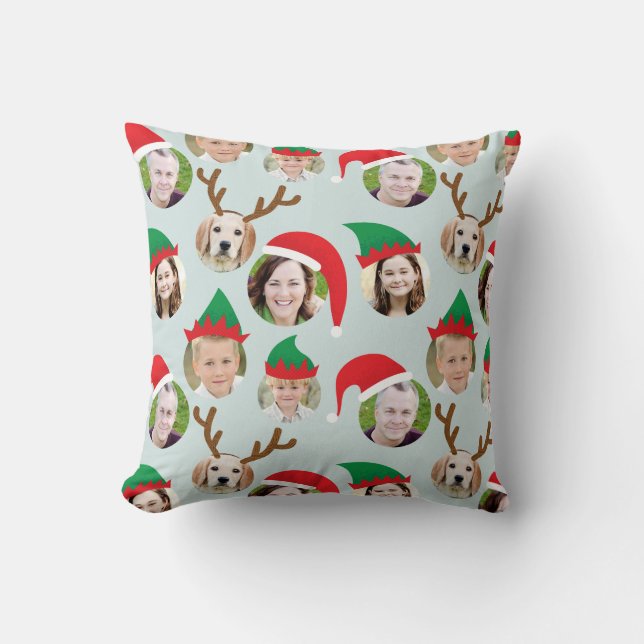 Coussin Christmas Crew Custom Six Photo Funny Holiday Cade (Recto)