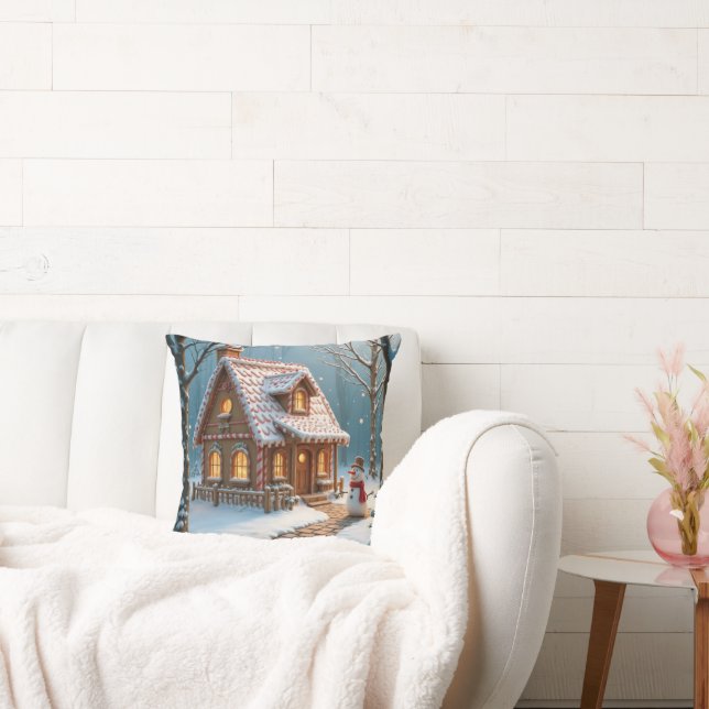 Coussin Christmas Gingerbread House With a Snowman  (Canapé)