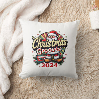 Coussin Christmas Grooves Retro Pillow: Cozy Holiday Nosta