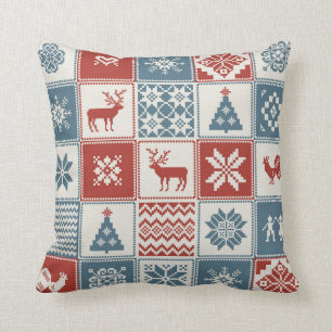 Coussin Christmas pattern in patchwork style. Traditional 
