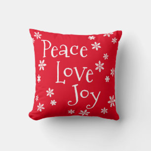 Coussin Christmas Peace Love Joy White Snowflake