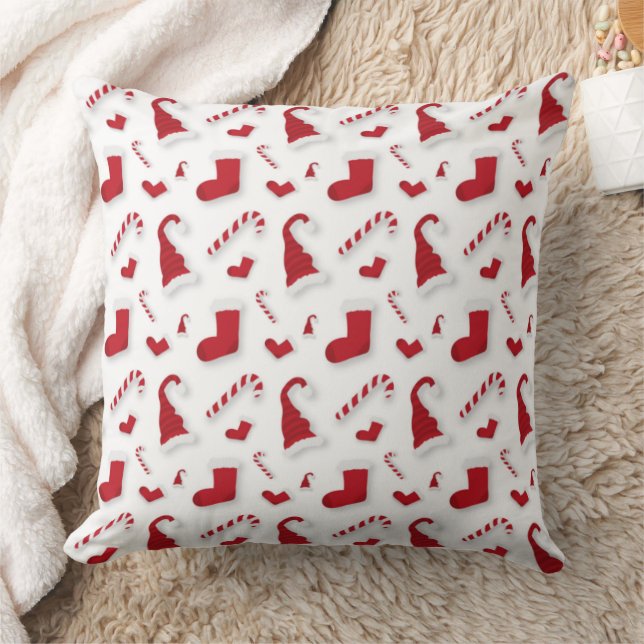 Coussin Christmas Pillow with Hats, Stockings & Candy Cane (Couverture)
