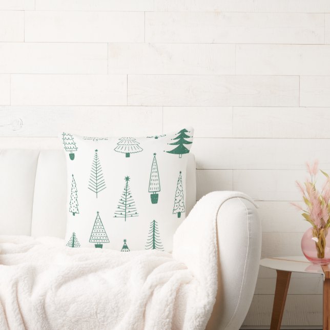 Coussin Christmas Pillow with Stylized Trees (Canapé)