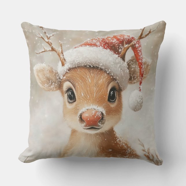 Coussin Christmas Reindeer Throw Pillow (Recto)