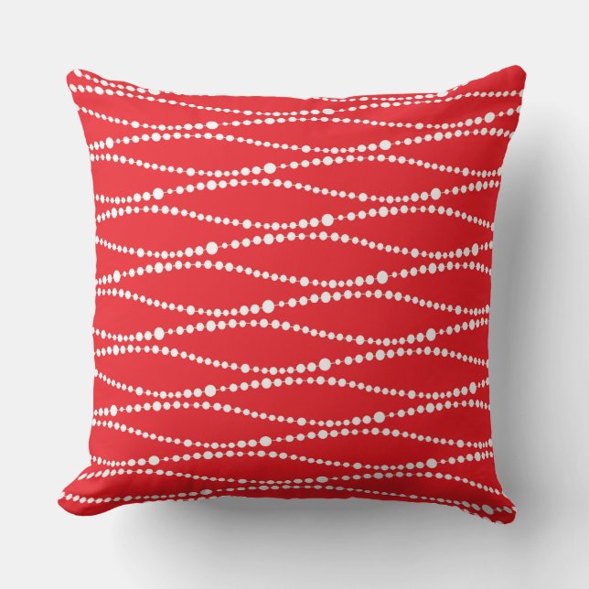 COUSSIN CHRISTMAS ROUGE & BLANC CHAÎNE DE PERLES (Recto)
