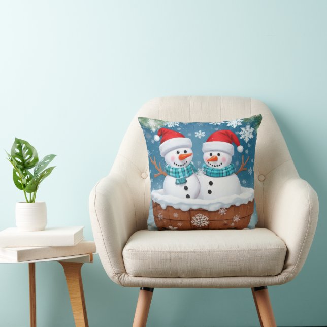 Coussin Christmas Snowman Couple (Chaise)