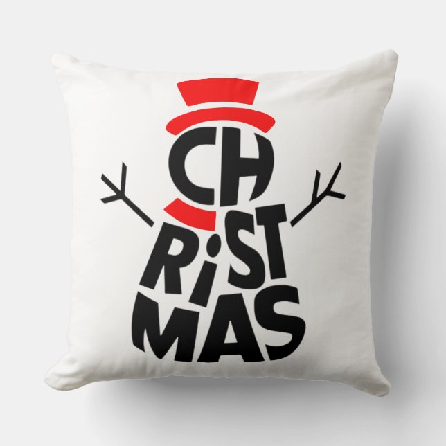 Coussin Christmas Snowman Word Art  (Recto)