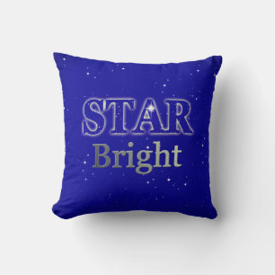 Coussin Christmas Star Word Art Bleu et Argent