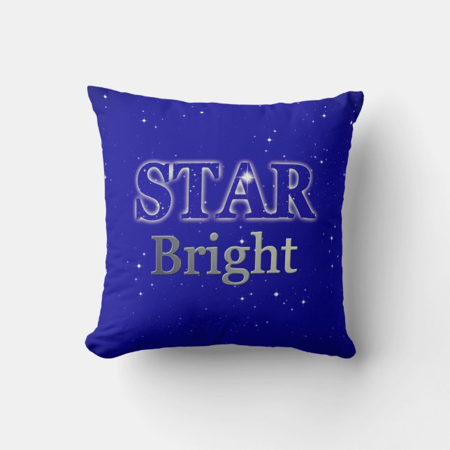 Coussin Christmas Star Word Art Bleu et Argent (Recto)