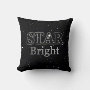 Coussin Christmas Star Word Art Noir et Argent
