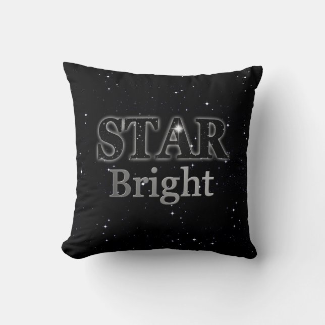 Coussin Christmas Star Word Art Noir et Argent (Recto)
